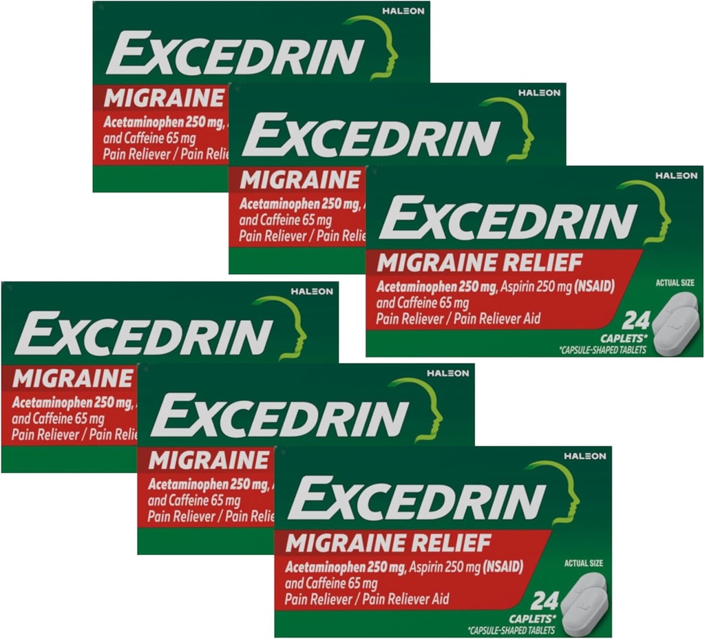 Excédrine Médicament anti-migraine, 24 capsules (paquet de 6)