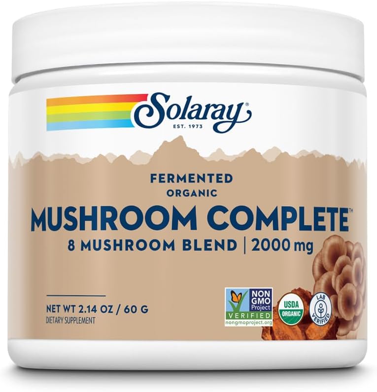 SOLARAY Champignon biologique fermenté Complète, Poudre.