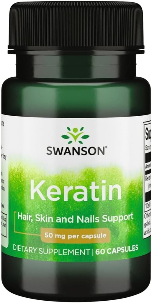 Swanson Keratin (de la laine tibétaine) - Supplément naturel Promouvoir des articulations, cheveux, peau et ongles sains - Aide Nourish tissus conjonctifs sains - (60 capsules, 50mg chacun)