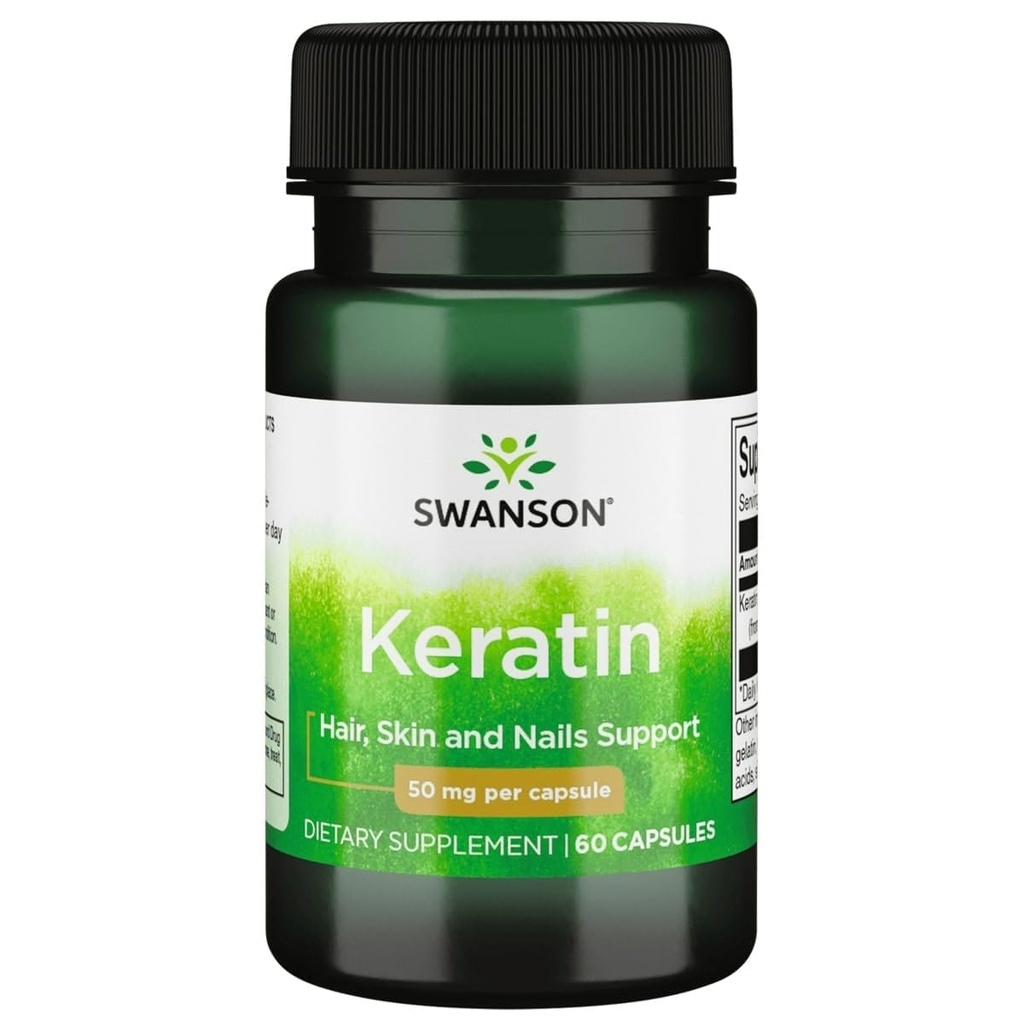 Swanson Keratin (de la laine tibétaine) - Supplément naturel Promouvoir des articulations, cheveux, peau et ongles sains - Aide Nourish tissus conjonctifs sains - (60 capsules, 50mg chacun)