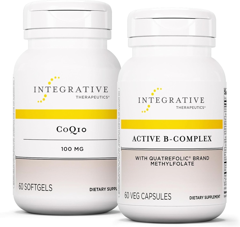 Ensemble thérapeutique intégratif avec complexe B actif, 60 capsules et CoQ10 (100mg), 60 Softgels - complexe B actif pour soutenir le métabolisme énergétique* - CoQ10 pour soutenir la santé du coeur et du cerveau*