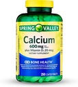 Supplément au calcium de Spring-Valley-Calcium 600 mg avec vitamine d3 pour la santé des os plus forts-250 comprimés