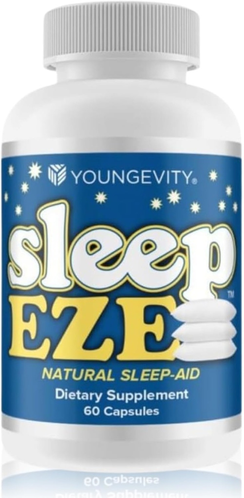 Youngevity Sleep Eze - Soutien au sommeil naturel - Racine valériane, Fleur de passion, 5-HTP, Melatonine - Formation non-habitante - Supplément de soutien au sommeil - (60 capsules)