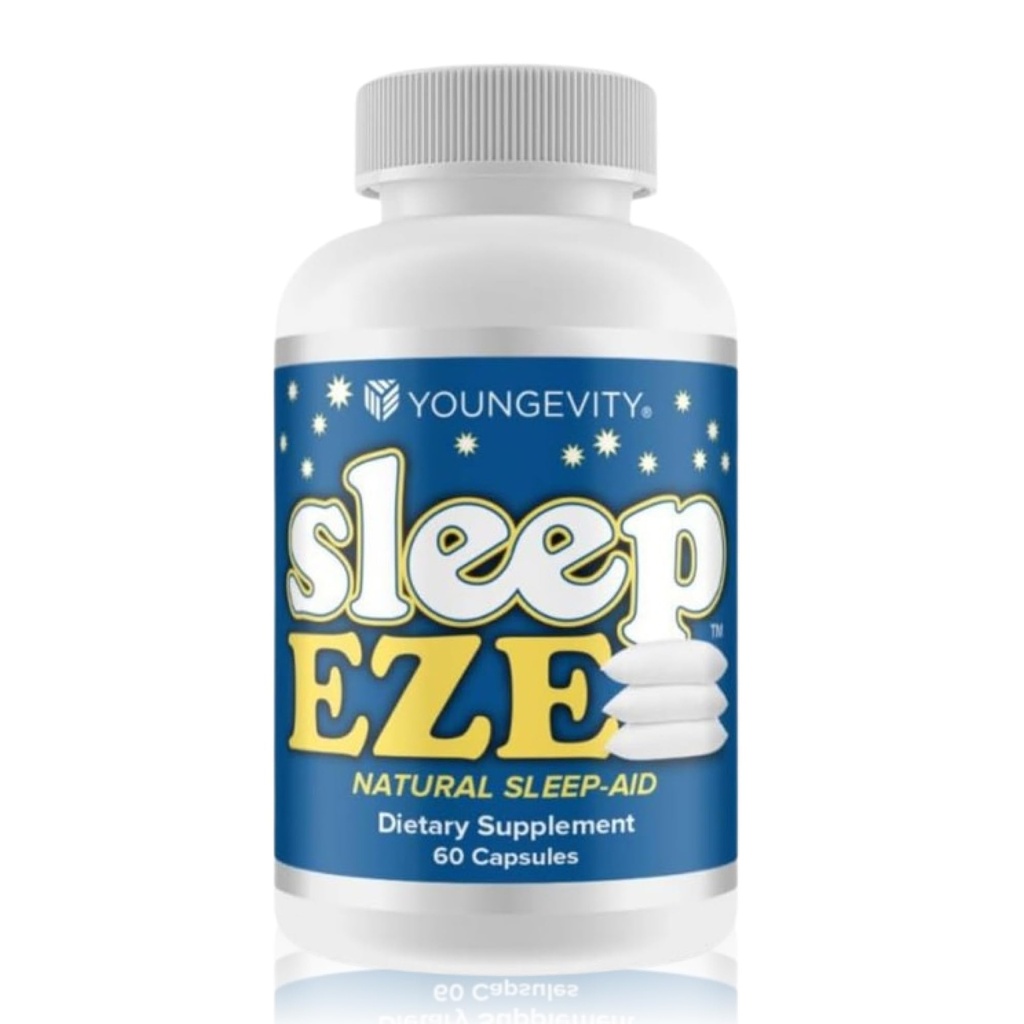 Youngevity Sleep Eze - Soutien au sommeil naturel - Racine valériane, Fleur de passion, 5-HTP, Melatonine - Formation non-habitante - Supplément de soutien au sommeil - (60 capsules)