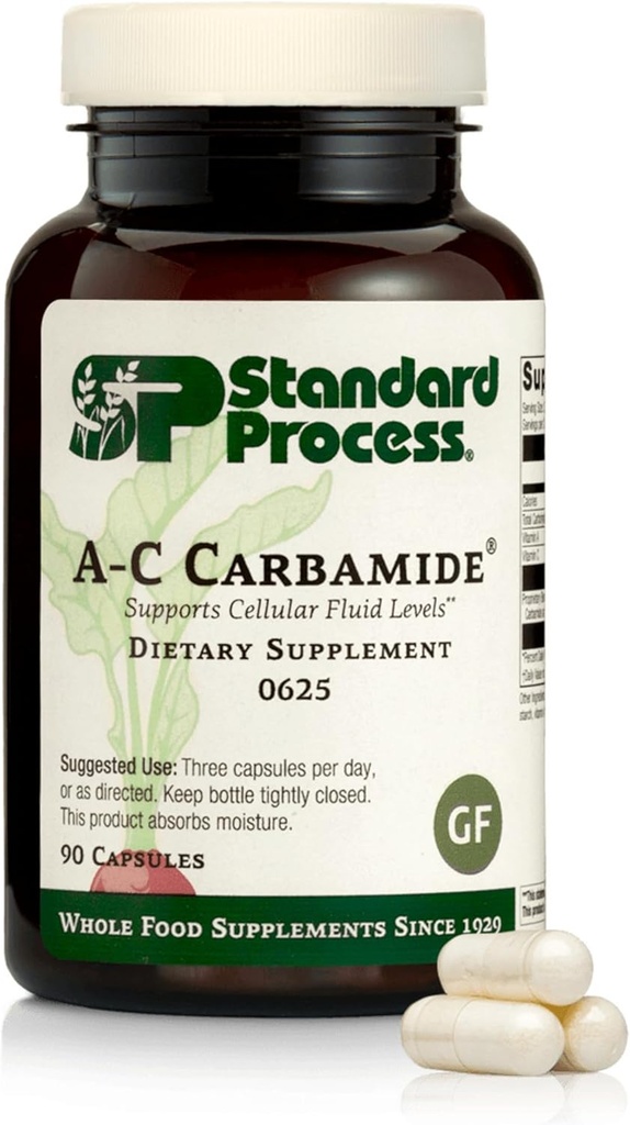 Standard Process Inc. Carbamide A-C - Supplément de soutien au rein sans gluten avec la vitamine A, la vitamine C et la farine d'Arrowroot - 90 capsules