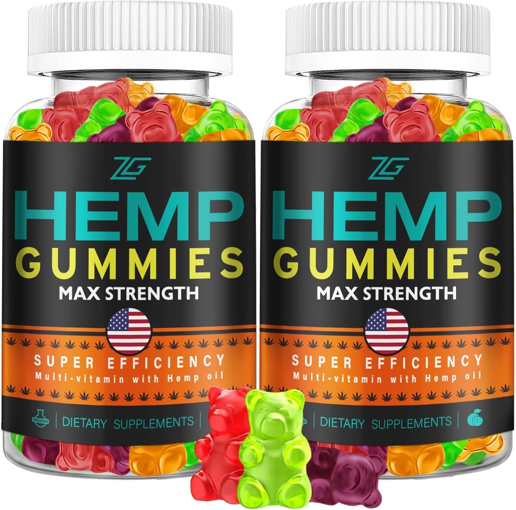 Gommies de chanvre Avancé Extra Strength for Rеstful Nap - (2 Pack) Huile de chanvre biologique pure haute puissance infusée Gommies de gros ours - Gommy de chanvre 100% naturel pour les adultes pomme