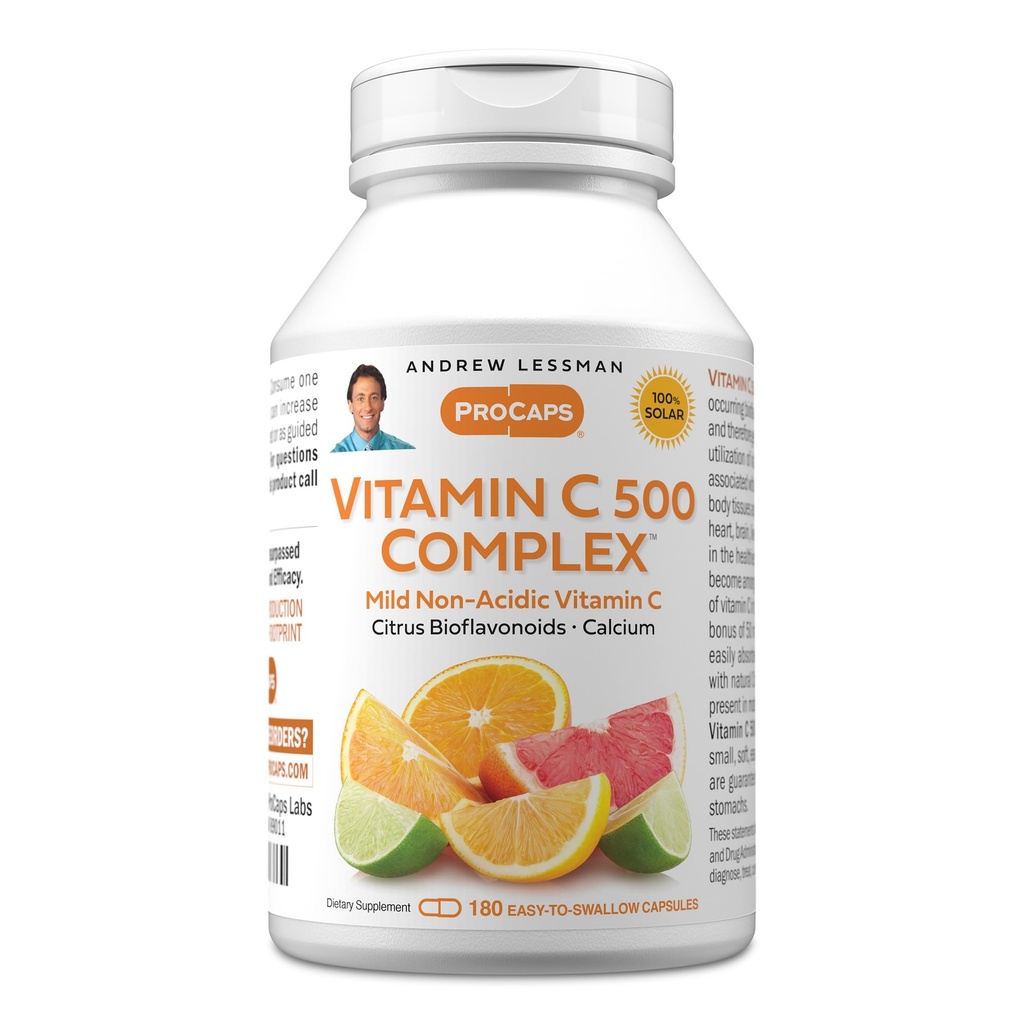 ANDREW MOINSMAN Vitamine C 500 Complex 180 Capsules - Vitamine C non acide Plus Citrus Bioflavonoïdes pour le système immunitaire et le soutien anti-oxydant, pas de mise à l'envers de l'estomac, petites capsules faciles à avaler