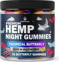 Gummies de chanvre Temps de nuit, Gummies de Nap haute puissance, Paix et détente, Nourris de papillon fruité, bonne humeur, calme, repos temps de lit naturel huile de chanvre Oméga-Fabriqué aux États-Unis