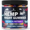 Gummies de chanvre Temps de nuit, Gummies de Nap haute puissance, Paix et détente, Nourris de papillon fruité, bonne humeur, calme, repos temps de lit naturel huile de chanvre Oméga-Fabriqué aux États-Unis