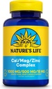 NATURE'S LIFE Cal Mag Zinc Complex 1000mg / 500mg / 15mg - Supplément de zinc de magnésium de calcium avec/vitamine D et Boron - Bone Health, Muscle and Heart Health Support, garantie de 60 jours, 25 portions, 100 capsules