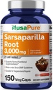 NusaPure Sarsaparilla Racine 20:1 Extrait, 150 mg Équivalent à 3 000mg.