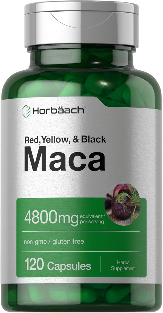 Horbäach Capsules de racine de Maca pour hommes et femmes