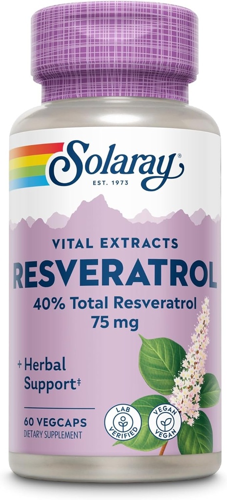 Supplément Solaray Resveratrol, 75 mg, 60 Nombre