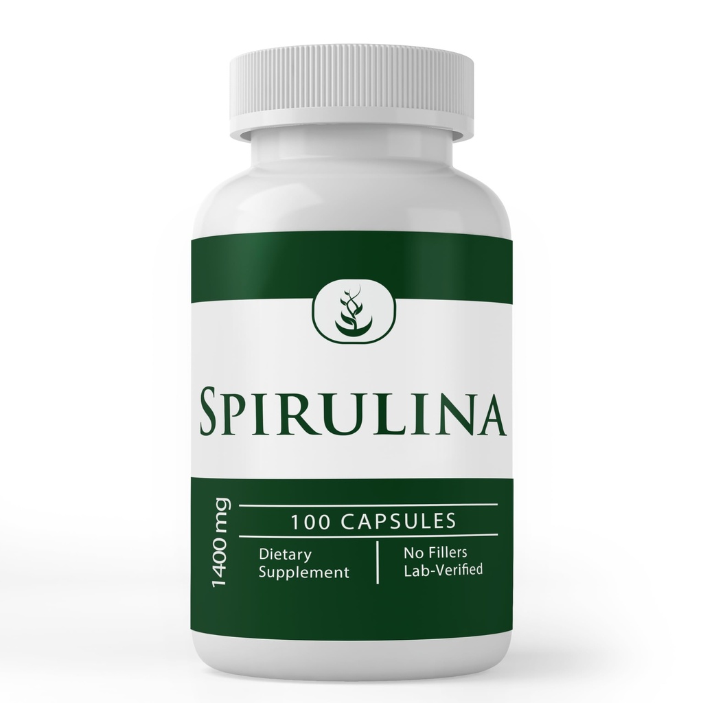 INGRÉDIENTS ORIGINAUX PURE Spiruline (100 Capsules) Riche en Phycocyanine, Pure