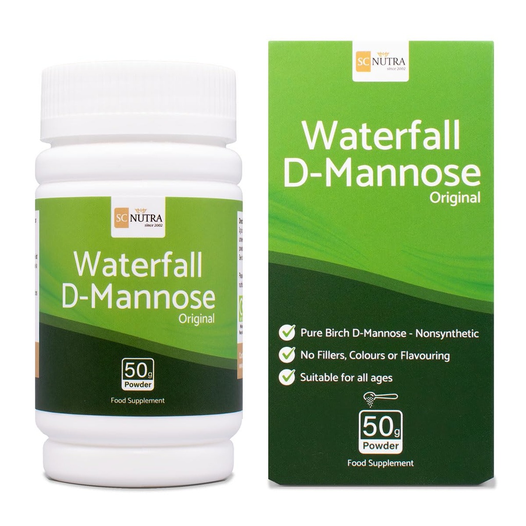 Poudre de D-mannose d'eau - 100% poudre de D-mannose pure provenant naturellement du bouleau - Pas un mélange - Exempte d'agent en vrac, de remplissage et de canneberge - 50g / 1,76oz
