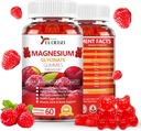 Magnésium Glycinat Gommies 600mg (Malate de magnésium 200mg), extra K2 & D3, supplément de magnésium d'absorption élevée pour le sommeil, soulagement de la contrainte, soutien nerveux, framboise (60compte)