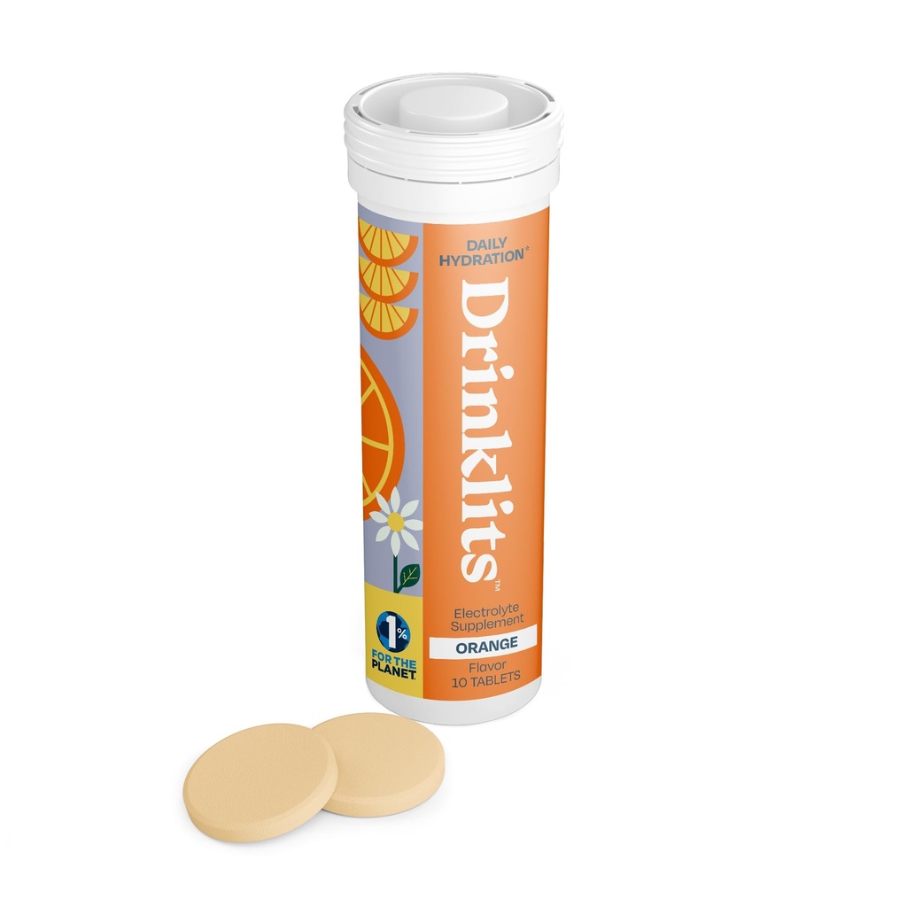 Drinklits comprimés d'électrolyte orange pour l'hydratation.