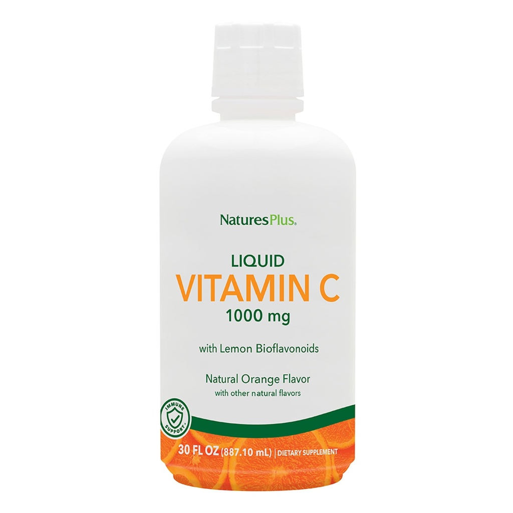 NaturesPlus Vitamine C liquide - 1000 mg, 30 fl oz - avec bioflavonoïdes citron - Végétarien, Sans gluten - 30 portions