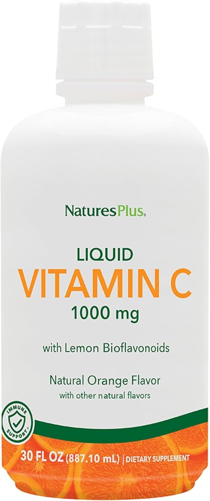 NaturesPlus Vitamine C liquide - 1000 mg, 30 fl oz - avec bioflavonoïdes citron - Végétarien, Sans gluten - 30 portions