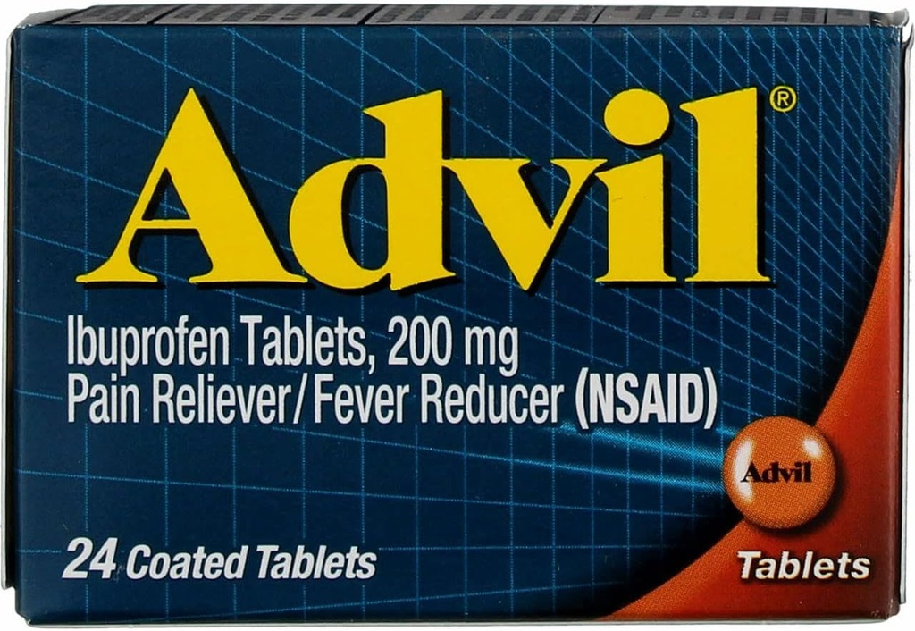 Advil Coated Caplets Ibuprofen Coated Tablets, 200 mg, 24 Ct 1.1 oz (4 Pack) (Bundle)