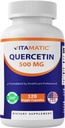 Vitamatic Quercetin 500 mg, 120 capsules végétariennes (non OGM, sans gluten, végétalien) - Soutient la santé cardiovasculaire