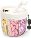 Cute Pill Dispenser with 7 Large Compartments, Portable Pill Bottle Organizer with Wide Opening for Easy Use, Anti-Mix Pill Organizer for Travel, BPA-Free Pill Container, White