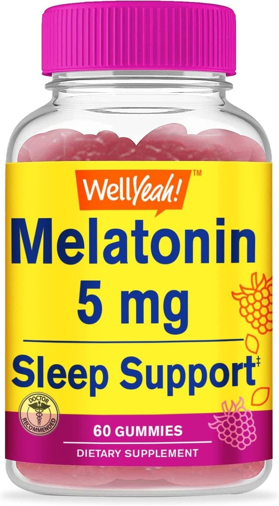 Eh bien oui Mélatonine Gommies 5 mg - Saveurs naturelles - Supplément sans médicament Gommy - Sans gluten et sans gélatine, végétarien - 60 Gommies