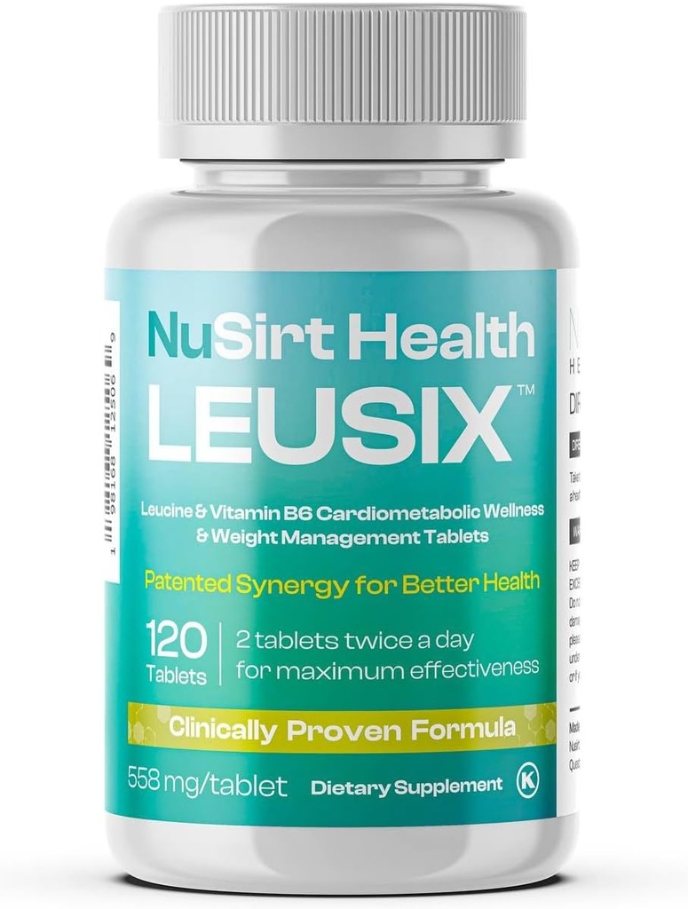 LEUSIX Weight Management Supplement – Patented Leucine + Vitamin B6 Formula – Supports Metabolism, Fat Utilization & Lean Muscle – 120 Tablets (1-Month Supply)