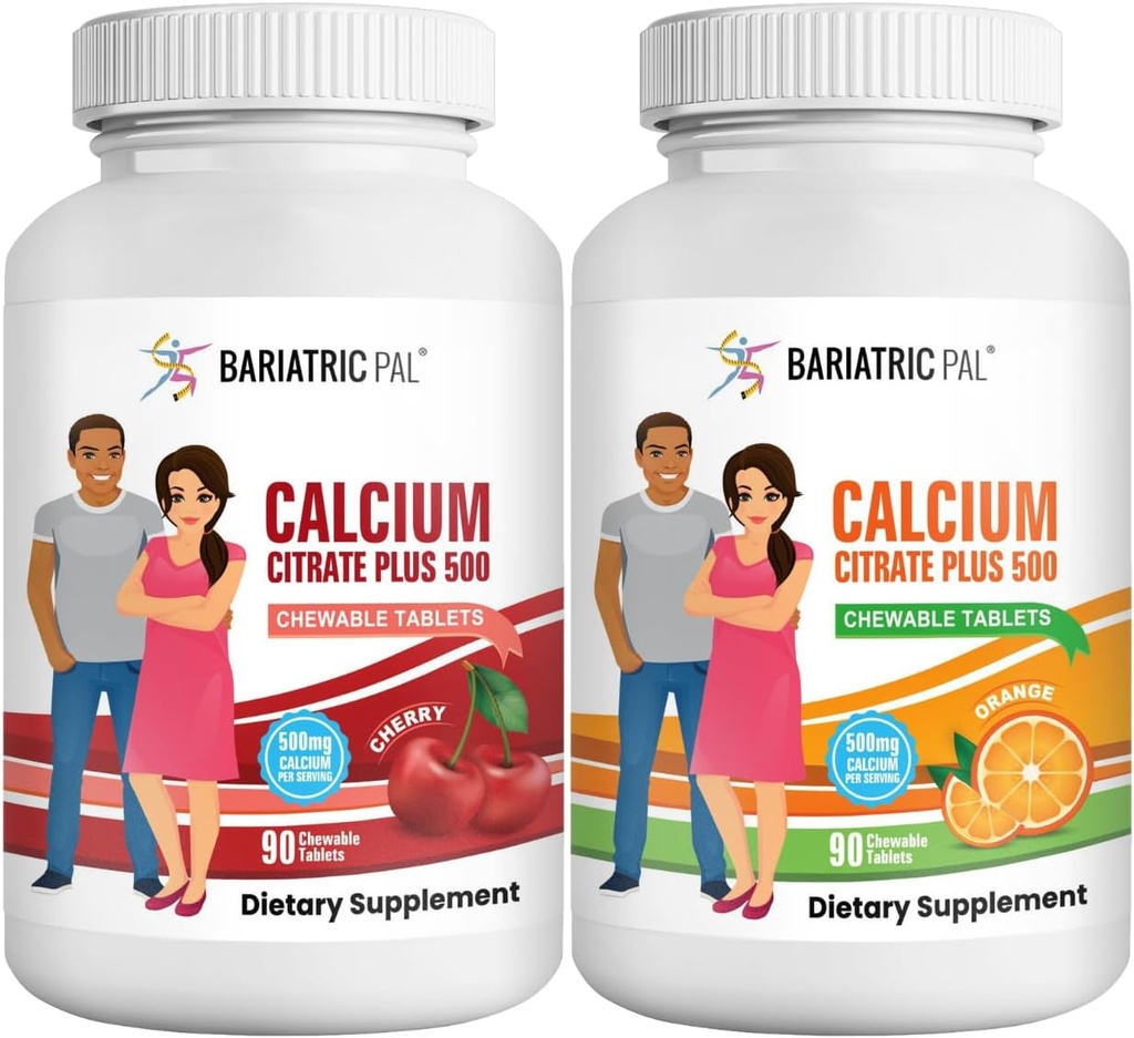 BariatricPal Citrate de calcium 500mg Comprimés à croquer - lot de variétés à 2 arômes