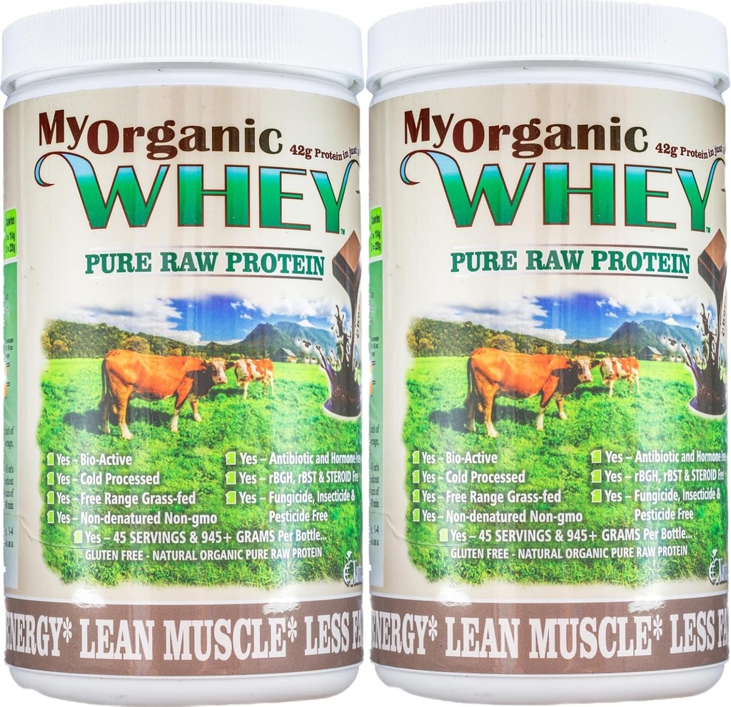 Organic Whey Protein Powder Grass-Fed Cold Process Grade-A Milk rBST Hormone-Free Chocolate Protein Powder No Preservative Pure Whey Protein 42g of Protein in Just 2 Scoops (1 Pound 2 Pack, Chocolate)