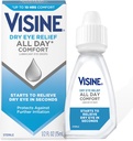 Visine Sec Eye Relief All Day Comfort Lubrifiant gouttes oculaires pour jusqu'à 10 heures de confort, gouttes oculaires sèches avec polyéthylène Glycol, 0,5 fl. oz