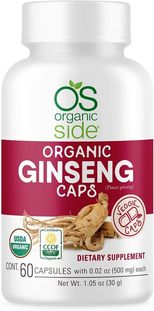Ginseng 60 Capsules Adaptogen pour le soulagement du stress, l'énergie boost, le soutien immunitaire Adaptatif certifié USDA biologique, non-OGM, supplément végétalien pour le bien-être naturel