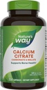 Citrate de calcium naturel, 500 mg de calcium par portion de 2 capsules, pour la santé osseuse et la fonction musculaire*, mélange de citrate, de carbonate et de malate, sans gluten, 250 capsules (paquetage May Vary)
