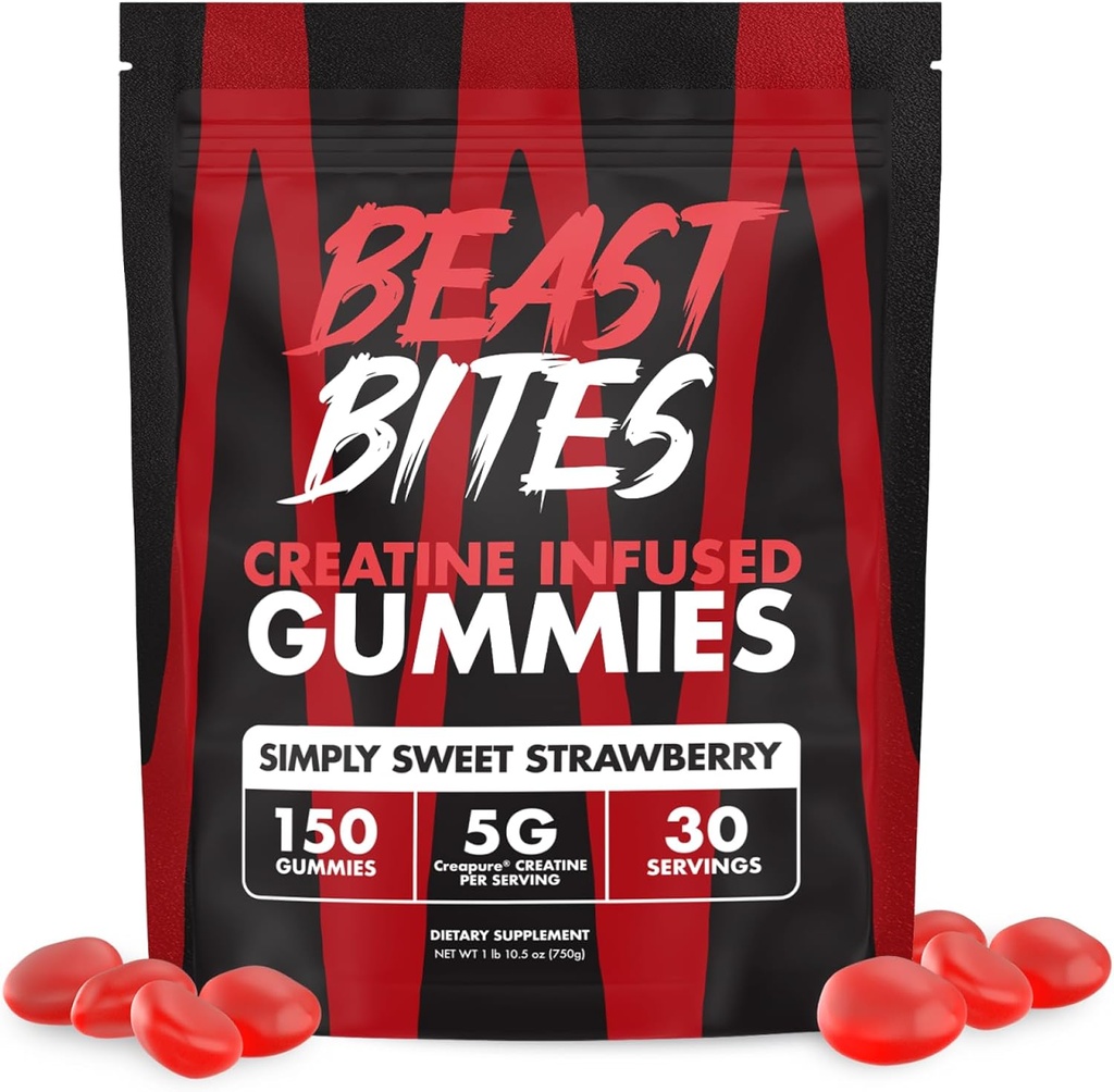 BITES DE BEST - Gommies infusées de créatine - 5g Creapure Creatine Monohydrate par portion - NSF certifié pour le sport - 30 portions