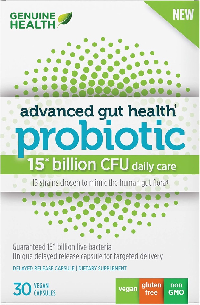 Véritable santé avancée Gut Santé Probiotique doux-care, aide à promouvoir la santé digestive, gastro-intestinale et Gut, formule multi-train, 30 capsules