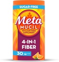 Métamucil 4 en 1 poudre de supplément de fibre quotidienne, poudre de fibre pour la santé et la régularité digestives*, sans sucre, orange, fibre de psyllium d'origine naturelle, 30 cuillères à café