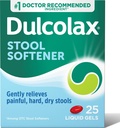 Dulcolax Stool Softener Capsules de gel liquide laxatif, Relief de constipation douce pour les tabourets durs, secs, Docusate Sodium 100 mg, 25 Compte