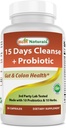 Best Naturals 15 Day Gut & Colon Cleanse + Probiotiques pour les femmes et les hommes avec Senna, Cascara Sagrada & Psyllium Husk- 30 Capsules - Sans OGM et sans gluten.