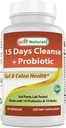 Best Naturals 15 Day Gut & Colon Cleanse + Probiotiques pour les femmes et les hommes avec Senna, Cascara Sagrada & Psyllium Husk- 30 Capsules - Sans OGM et sans gluten.