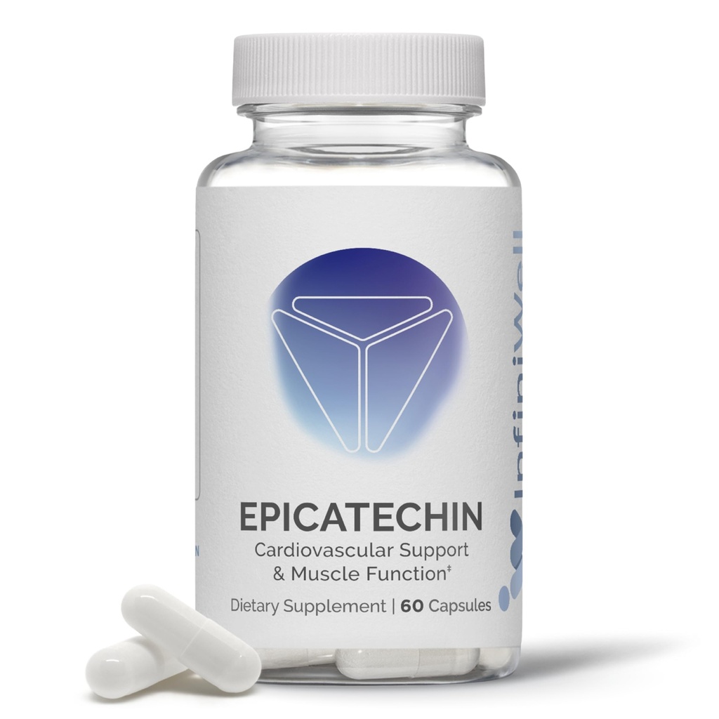 InfiniWell Epicatechin Supplement - Support Muscle Building & Nitric Oxide Production - Promote Healthy Protein Synthesis, Exercise Recovery, Antioxidant Support & Cognitive Function (60 Capsules)