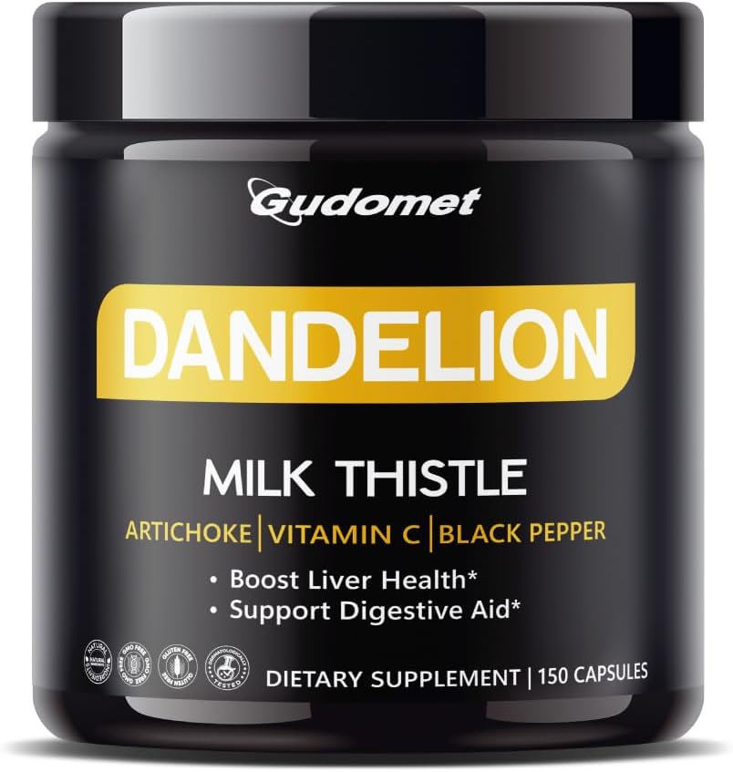 Dandelion with Milk Thistle, Artichoke, Vitamin C & Black Pepper – Supports Liver Health & Digestive Aid -150 Capsules- Made in The USA
