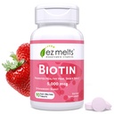 EZ Melts Dissolvable Biotine 5 000 mcg, Cheveux, Skin & Nail Support, sans sucre, 3 mois d'approvisionnement - 1 Pack