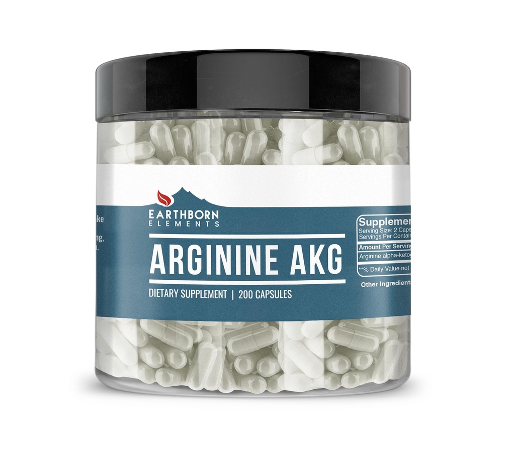Éléments terriens Arginine AAKG 200 Capsules, pures et non diluées, sans additifs