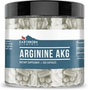 Earthborn Elements Arginine AAKG 200 Capsules, Pure & Undiluted, No Additives