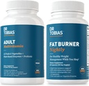 Dr Tobias Fat Burner Nightly & Adulte Multivitamine soutient l'énergie, l'immunité et le métabolisme avec Ashwagandha. 42 Fruits et légumes avec probiotiques, extrait de café vert, non-OGM, 30 jours d'approvisionnement