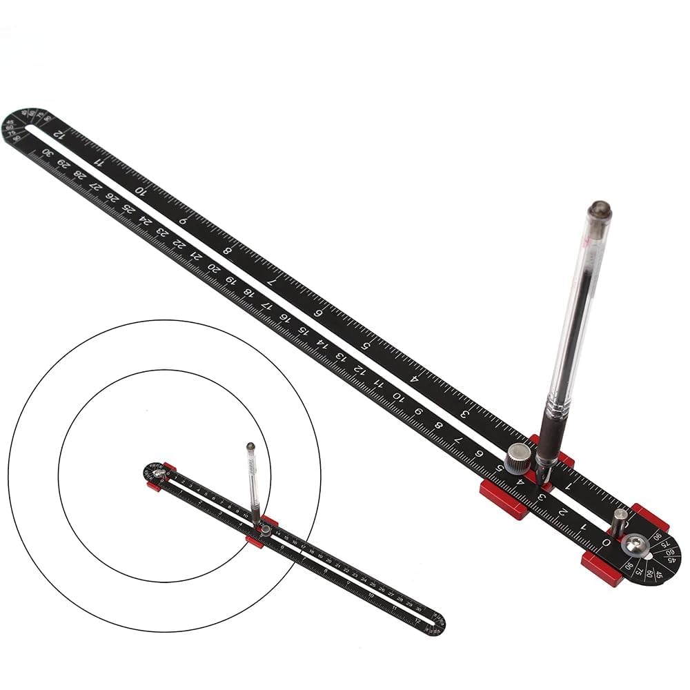 300mm Outil de boussole de travail du bois, Grand Boussole de travail du bois cercle de Scribing, Carpenter Compass règleur de marquage Gauge Circle outil de marquage pour l'ingénieur charpentier (noir)
