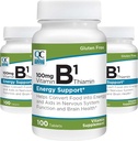 Choix de qualité Vitamine B1 Thiamine 100 mg Soutien énergétique, fonction du système nerveux, et la santé du cerveau Comprimés de supplément de vitamine, 100 bouteilles de comptage (3 pack)