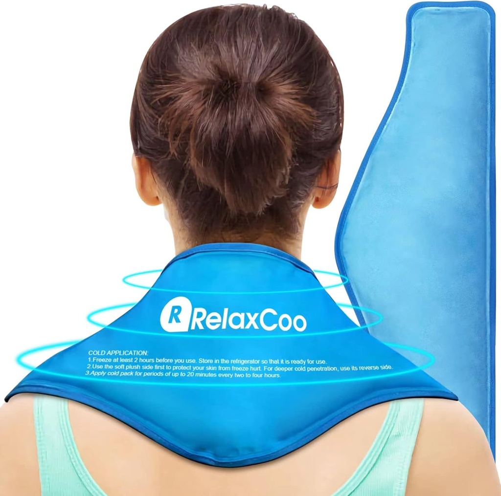 Paquet de glace de cou, Paquet de glace en gel réutilisable pour les épaules de cou, thérapie par compression froide pour soulager la douleur, blessures, gonflement, ecchymoses, entorses, inflammation et chirurgie cervicale