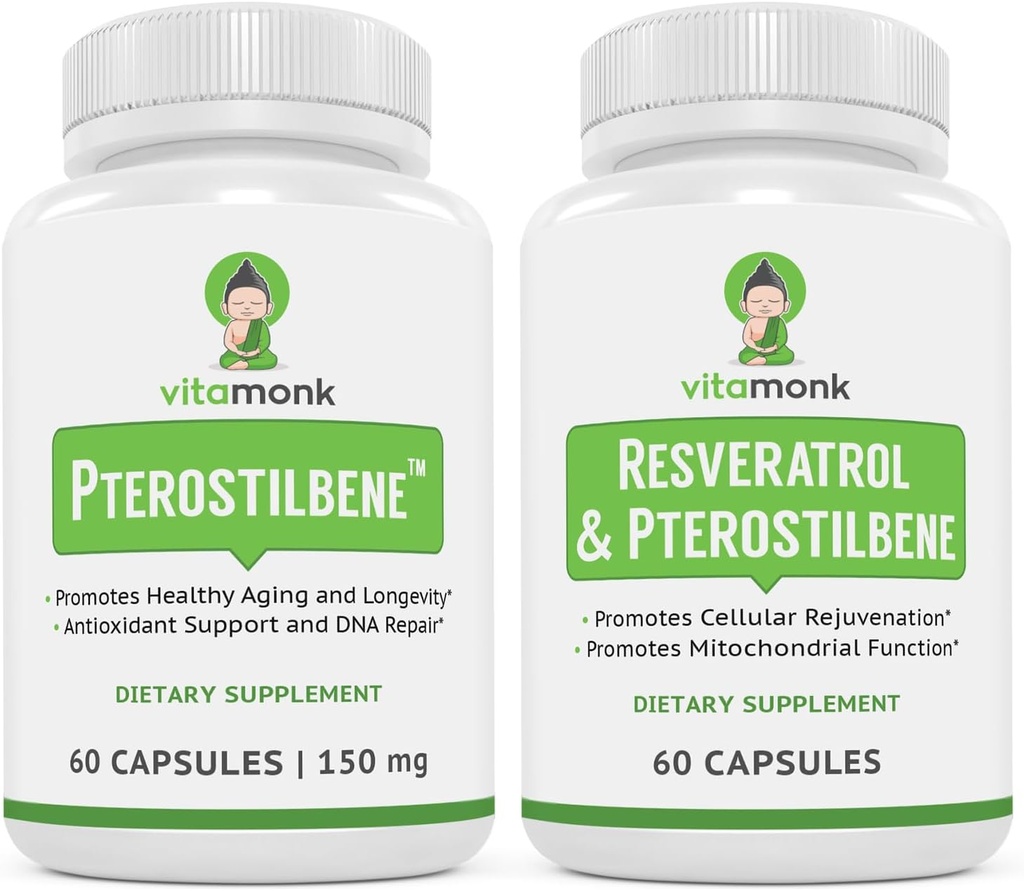 VitaMonk Longevity Duo - Resveratrol & Pterostilbene Power Pack