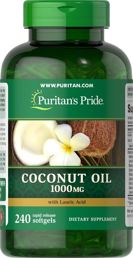 Puritan's Pride Huile de noix de coco 1000 mg Softgels, 240 Compte